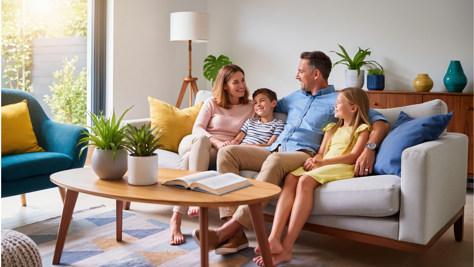 Family, father monther brother sister children enjoying their time together in the living room, living a healthy life for adults and kids1621243260e1af0c20-2